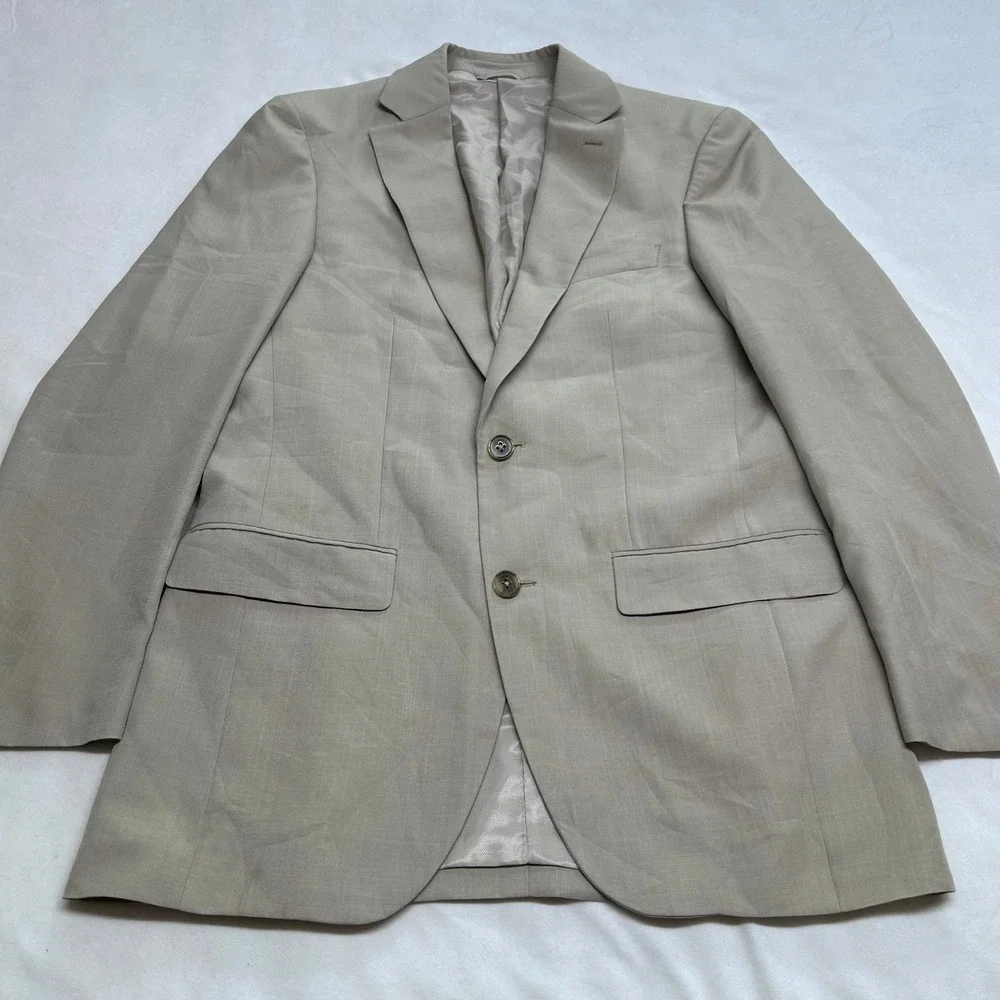 Savile Row Company London Men 36R Blazer Tan Beige 2 Button Suit Jacket Coat